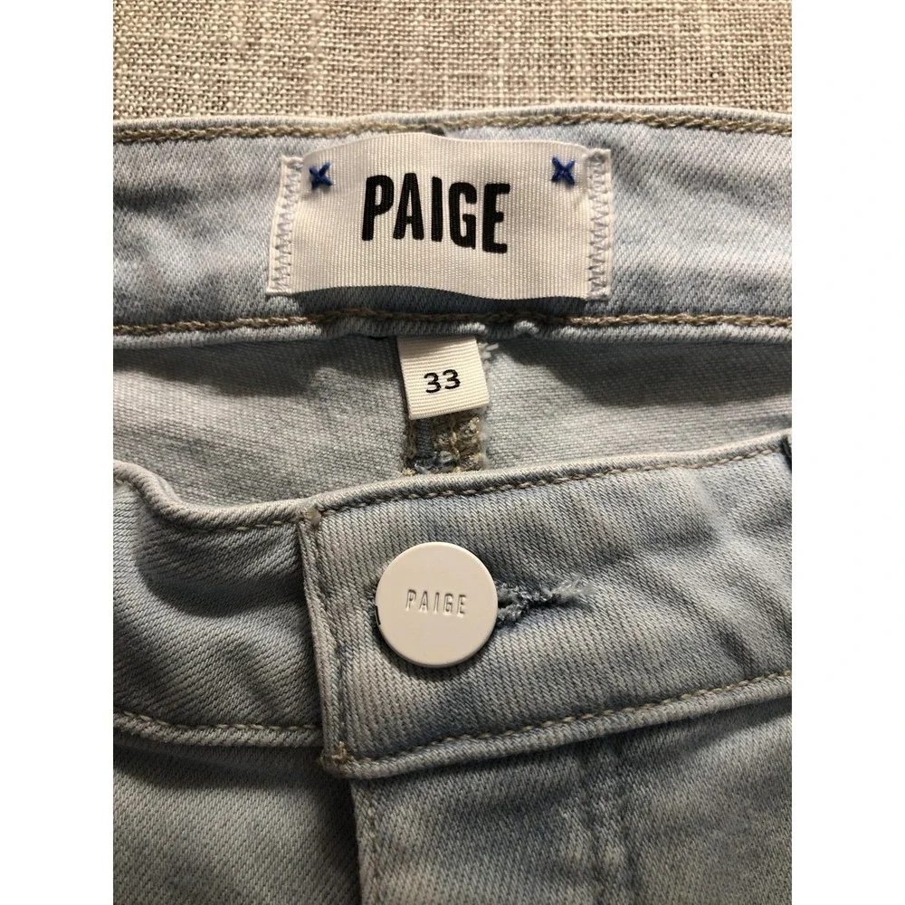 Paige Leenah Jeans Womens 33 Blue High Rise Wide Leg Light Wash Denim Stretch